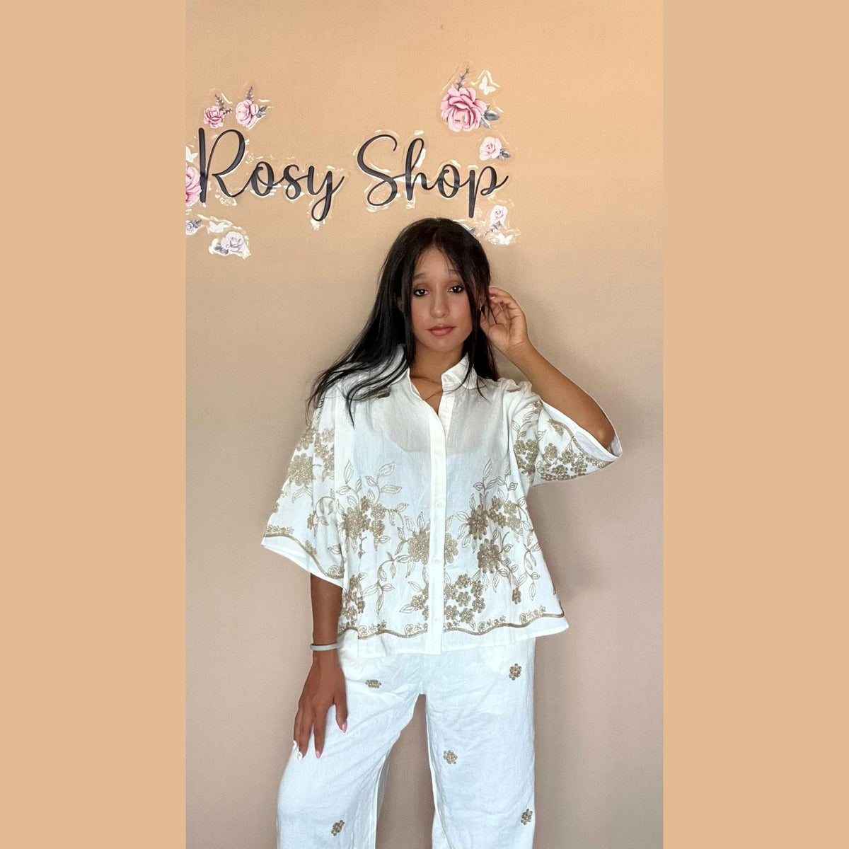 Coordinato camicia oversize + pantalone in cotone