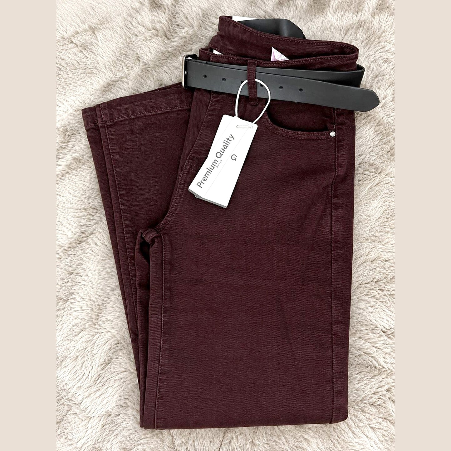 Jeans gamba larga Bordeaux