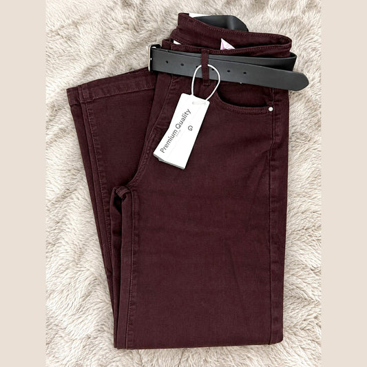 Jeans gamba larga Bordeaux