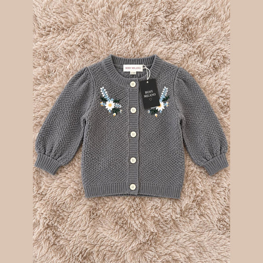 Cardigan grigio con fiori